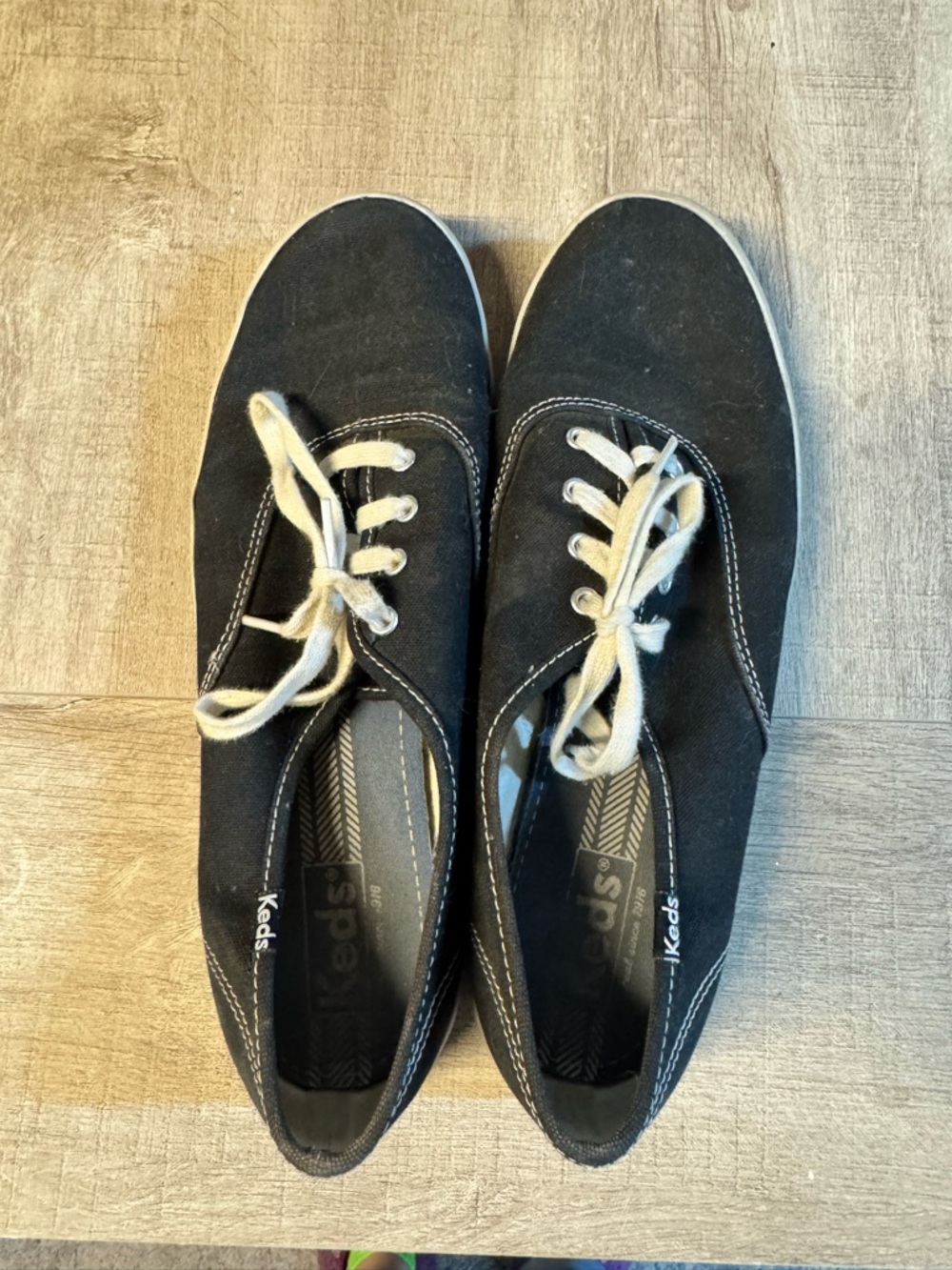 Keds Men’s Black Canvas Lace-Up Sneakers with White Laces
